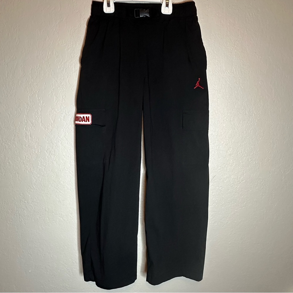 Jordan Kids Black Cargo Pants with Red Accents
